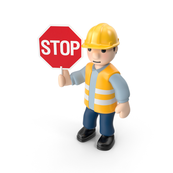 Worker with Stop Sign PNG & PSD Images