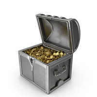 Small Silver Chest with Gold Coins PNG & PSD Images