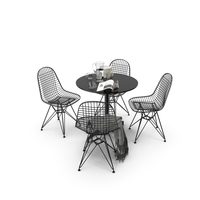 Vitra Wire Chair DKR Bistro Table PNG & PSD Images