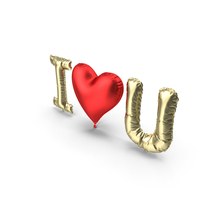 I Love You Gold and Red Balloons PNG & PSD Images