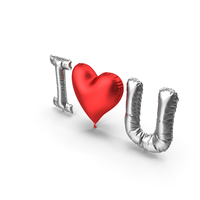 I love You from Silver and Red Balloons PNG & PSD Images