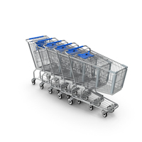 Metal Shopping Carts Blue Row PNG & PSD Images