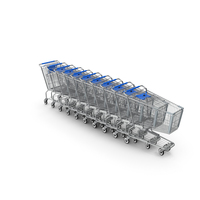 Metal Shopping Carts Blue Row PNG & PSD Images