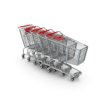 Metal Shopping Carts Red Row PNG & PSD Images
