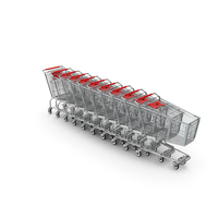 Metal Shopping Carts Red Row PNG & PSD Images