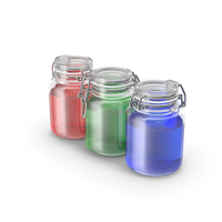 Glass Jars with RGB Colored Liquids PNG & PSD Images
