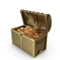 Golden Chest With Huge Amber Gems PNG & PSD Images