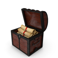 Wooden Chest with Scrolls PNG & PSD Images