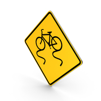 Bicycle Slippery When Wet Road Sign PNG & PSD Images