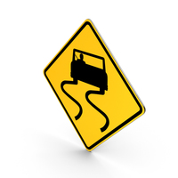 Slippery When Wet Road Sign PNG & PSD Images
