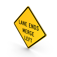 Lane Ends Merge Left Road Sign PNG & PSD Images
