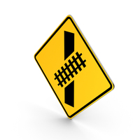 Skewed Railroad Crossing Road Sign PNG & PSD Images