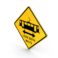 Light Rail Crossing Look Both Ways California Road Sign PNG & PSD Images