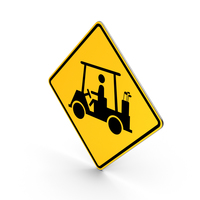 Golf Cart Crossing Road Sign PNG & PSD Images