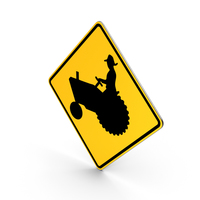 Tractor Farm Vehicle Crossing Road Sign PNG & PSD Images