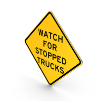 Watch For Stopped Trucks Road Sign PNG & PSD Images