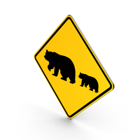 Bear Crossing Road Sign PNG & PSD Images