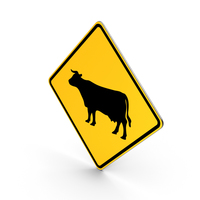 Cattle Crossing Road Sign PNG & PSD Images