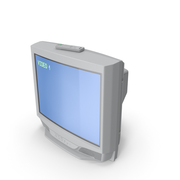 Vintage 00s CRT TV with IR Control On PNG & PSD Images