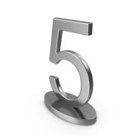 Silver Table Numbers Sign 5 PNG & PSD Images