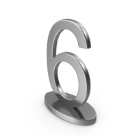 Silver Table Numbers Sign 6 PNG & PSD Images