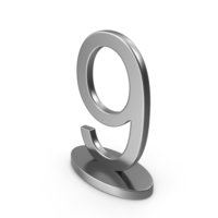 Silver Table Numbers Sign 9 PNG & PSD Images