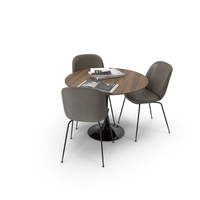 Saarinen Round Dining Table with Beetle Side Chairs PNG & PSD Images