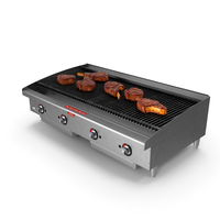 Countertop Stainless Steel Charbroiler with Meat PNG & PSD Images