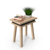Desk with Books and Plant PNG & PSD Images