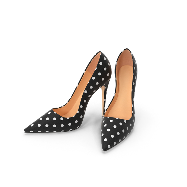 Womens Black Shoes White Polka Dots PNG & PSD Images
