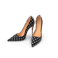 Womens Black Shoes White Polka Dots PNG & PSD Images