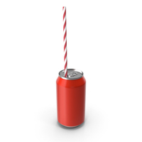 Red Soda Can with Drinking Straw PNG & PSD Images