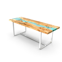Wood table Embedded with Glass Rivers PNG & PSD Images