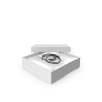 Wedding Silver Rings in a Gift White Box PNG & PSD Images