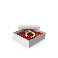 Earrings Gold Hoops in a Gift White Box with Red Pillow PNG & PSD Images