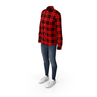 Women Shirt Jeans and Sneakers PNG & PSD Images