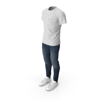 Men T-Shirt Jeans and Sneakers PNG & PSD Images