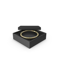Gold Necklace with Multicolored Stones in a Black Gift Box PNG & PSD Images