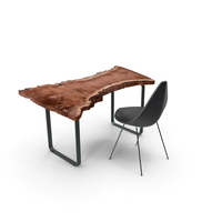 Wood Slab Table Set PNG & PSD Images