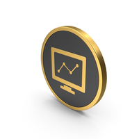 Gold Icon Monitor Chart PNG & PSD Images