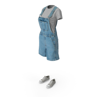 Womens Jean Overall Tshirt Shoes PNG & PSD Images