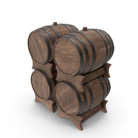 Wooden Barrels Set Walnut PNG & PSD Images