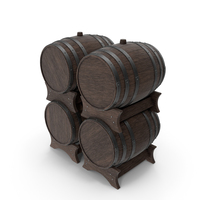 Wooden Barrels Set Walnut Dark PNG & PSD Images