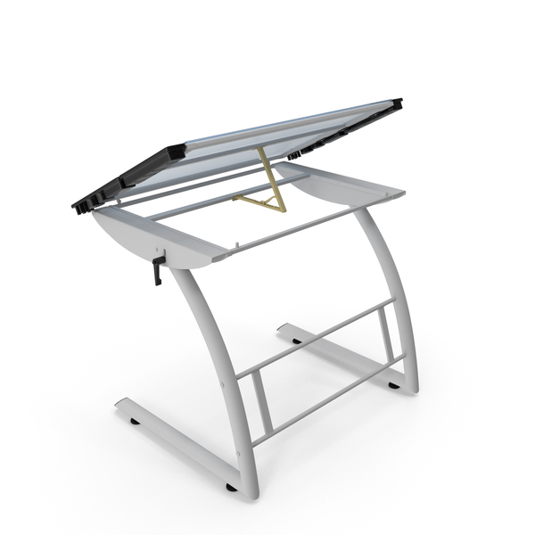 Tiltable Glass Drawing Table White PNG & PSD Images