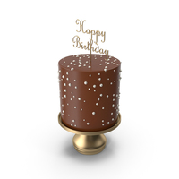 Chocolate Cake with Gold Happy Birthday Topper PNG & PSD Images