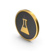 Icon Gold Erlenmeyer Flask with Bubbles PNG & PSD Images