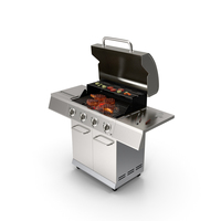 Gas Grill with Meat and Vegetables PNG & PSD Images