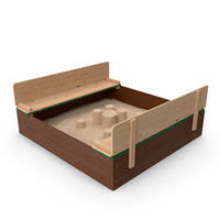 Wooden Sandbox with Sand Castle PNG & PSD Images