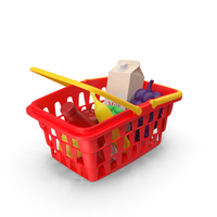 Children Shopping Basket with Grocery Food Toy PNG & PSD Images