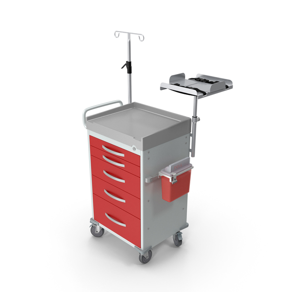 Medical Cart with Defibrillator Shelf PNG & PSD Images